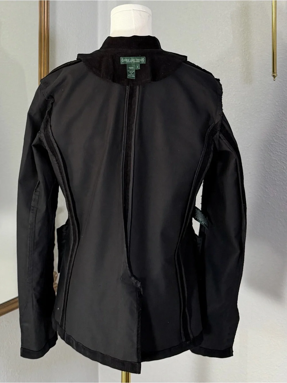 Lauren Ralph Lauren Black Fine Corduroy Fitted 3 Button Blazer Jacket Size Small
